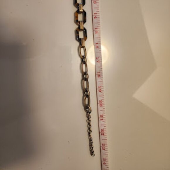 J.Crew Tortoise Shell and Gold with Large Crystal Pendant Necklace - Picture 6 of 6